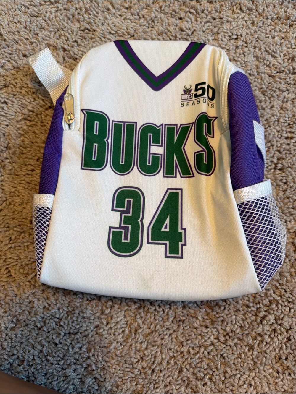 Milwaukee Bucks #34 Jersey Style Backpack - White & Purple